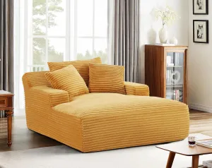 Cloudline Oversized Chaise Lounge Chair in Soft Corduroy, Modern Comfy Couch with Full Foam Cushioning, Cozy Sleeper Sofabed for Living Room, Bedroom, No Assembly Required, Goldenrod