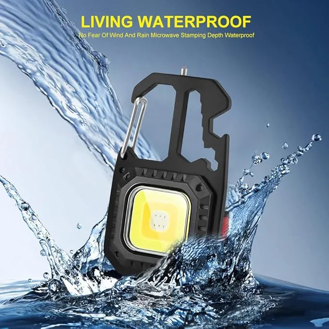 COB Keychain Flashlights,Multifunctiona Work Light,1000 Lumens Rechargeable LED Keychain Flashlight 7 Modes Portable Pocket Light with Screwdriver, Bottle Opener for Camping,Hiking and Fishing
