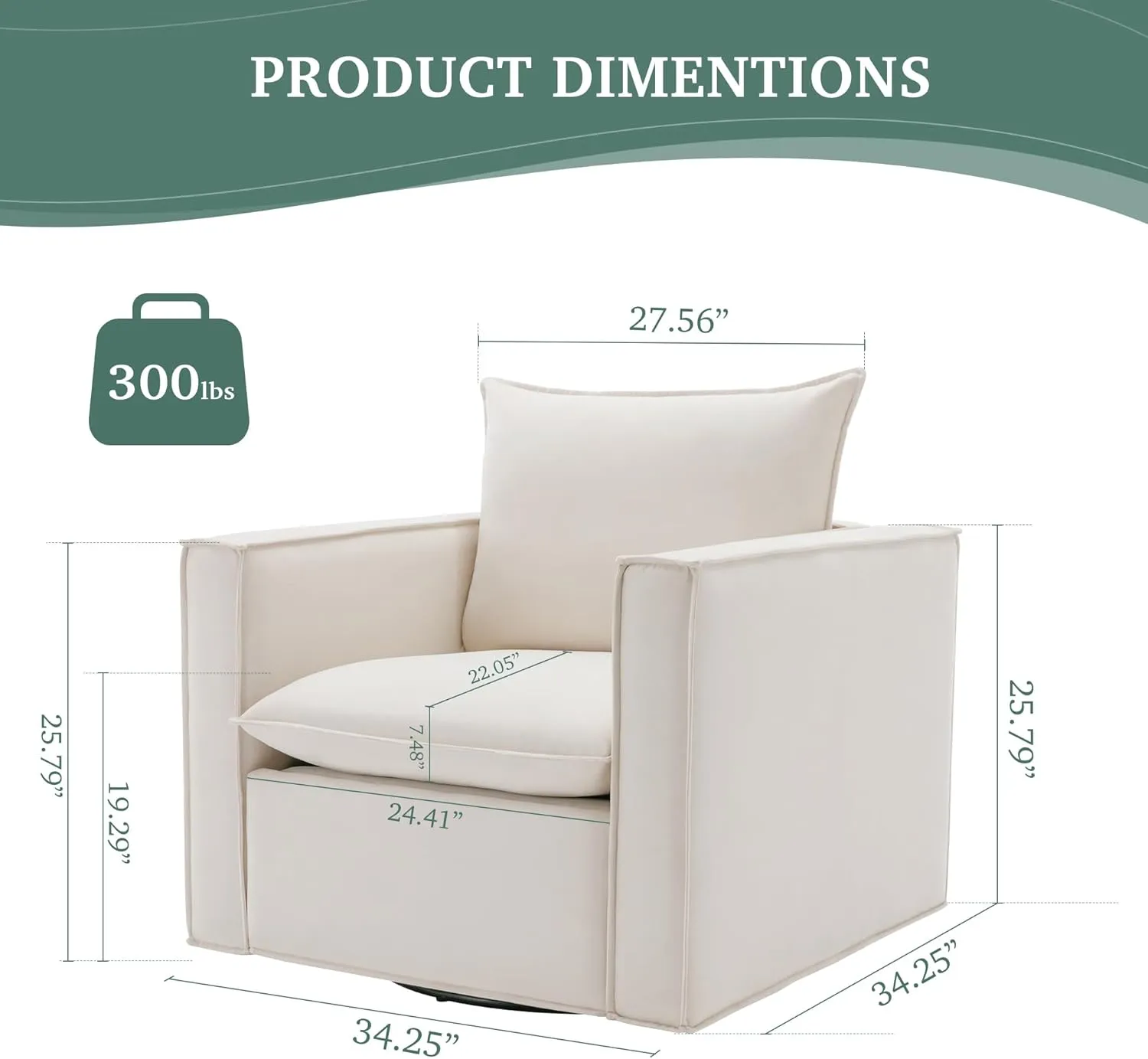 COLAMY Swivel Accent Chair Set of 2, Upholstered Arm Chair with Plump Back Pillow, Round Swivel Barrel Modern Sofa Chair for Living Room/Bedroom