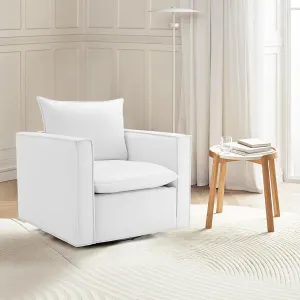 COLAMY Swivel Accent Chair Set of 2, Upholstered Arm Chair with Plump Back Pillow, Round Swivel Barrel Modern Sofa Chair for Living Room/Bedroom
