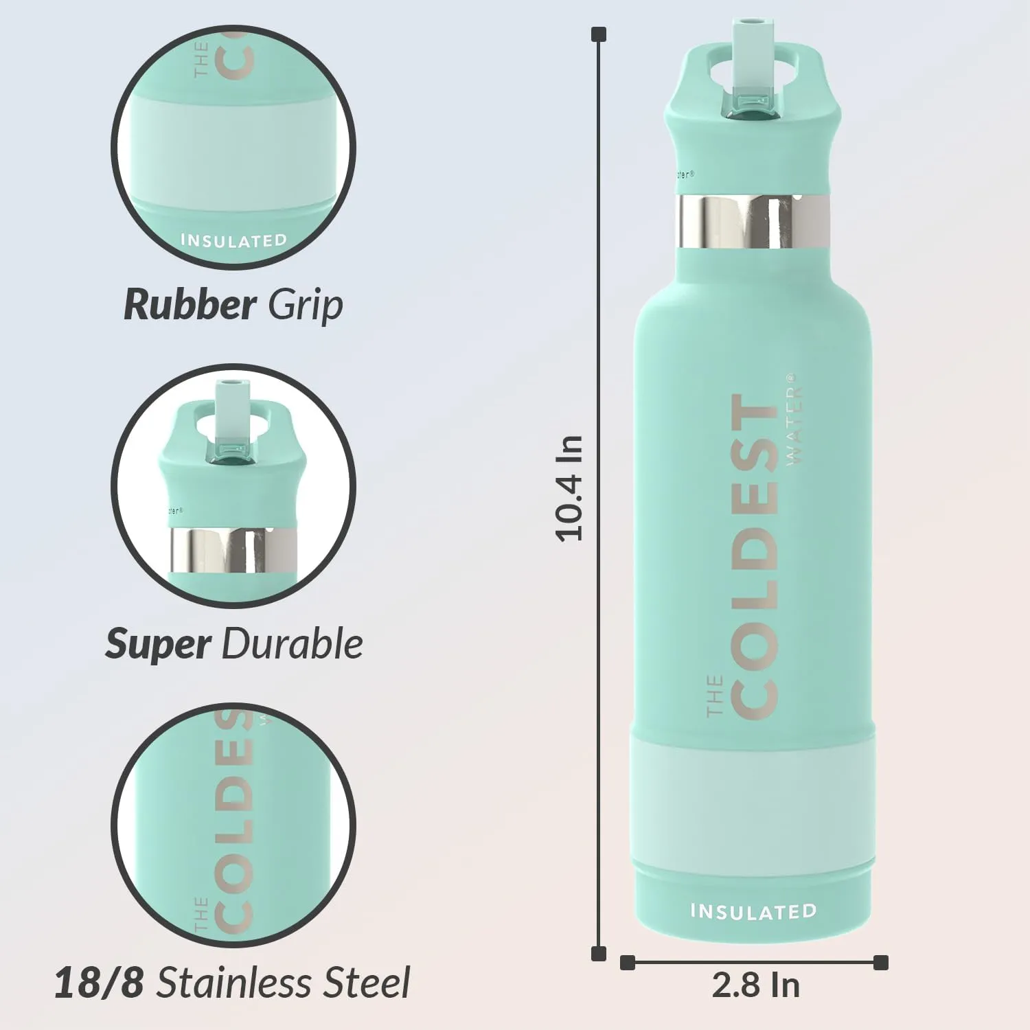 Coldest Insulated Water Bottle with Straw Lid - Stainless Steel Metal Thermos for Men & Women (Oceanic Green, 21 oz)