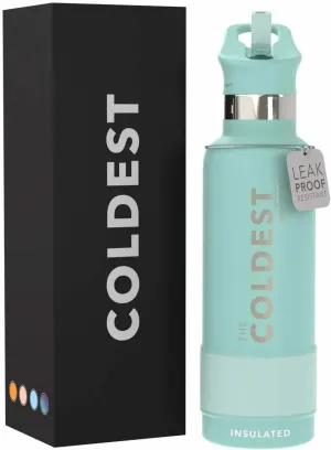 Coldest Insulated Water Bottle with Straw Lid - Stainless Steel Metal Thermos for Men & Women (Oceanic Green, 21 oz)