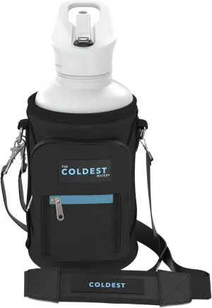 Coldest Water Bottle Carrier Bag with Adjustable Straps - Travel Friendly, Dent Free Design & Extra Phone Pocket, Holder Case Pouch Sleeve Cover Fits Insulated Stainless Steel Water Bottle (64 oz)