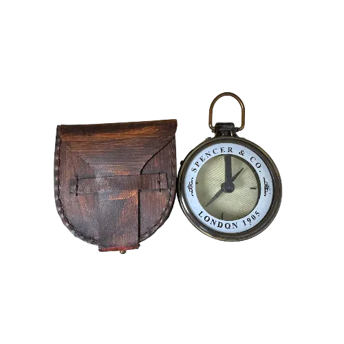 Collectible Brass Nautical Compass with Magnifying Glass and Leather Case