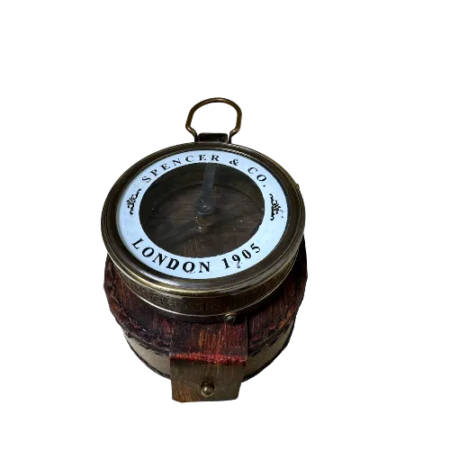 Collectible Brass Nautical Compass with Magnifying Glass and Leather Case