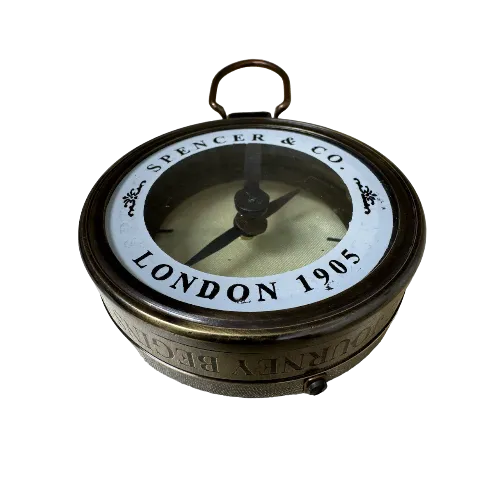 Collectible Brass Nautical Compass with Magnifying Glass and Leather Case