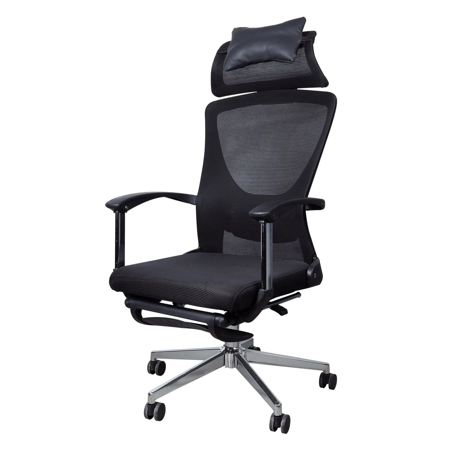 Comfortable Chair for Home with High Back, Headrest, Armrest in Black