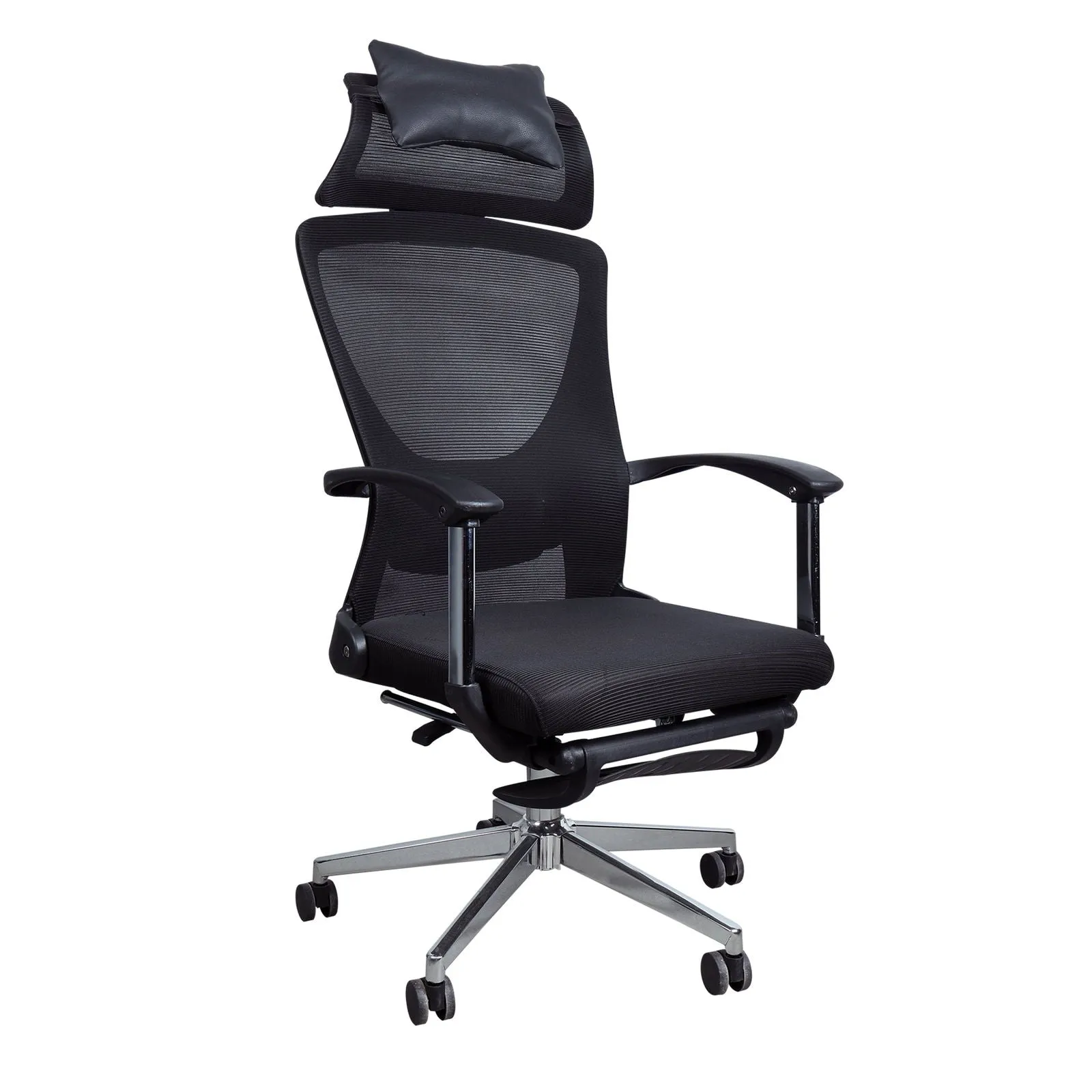 Comfortable Chair for Home with High Back, Headrest, Armrest in Black