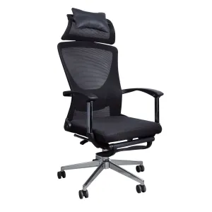 Comfortable Chair for Home with High Back, Headrest, Armrest in Black