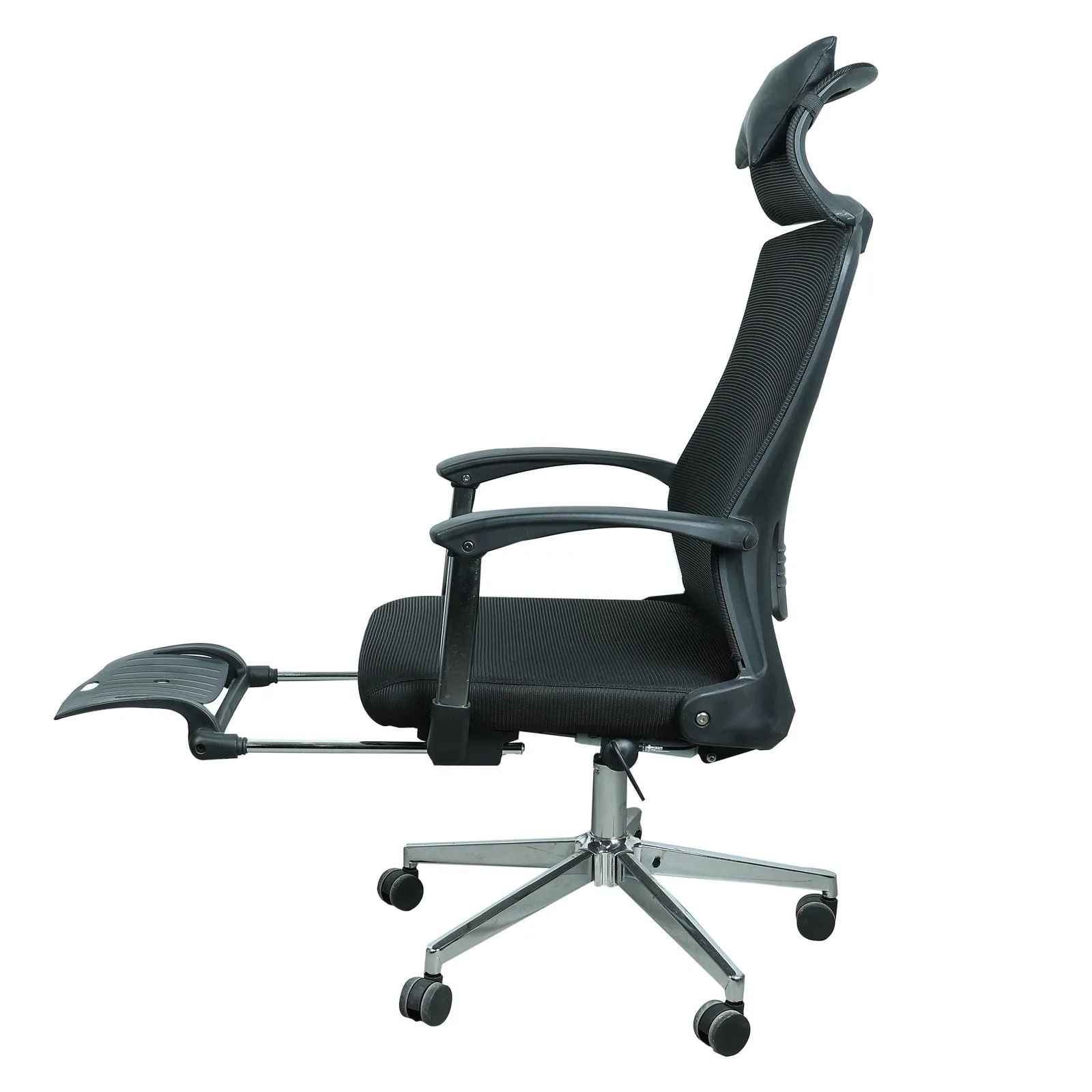 Comfortable Chair for Home with High Back, Headrest, Armrest in Black