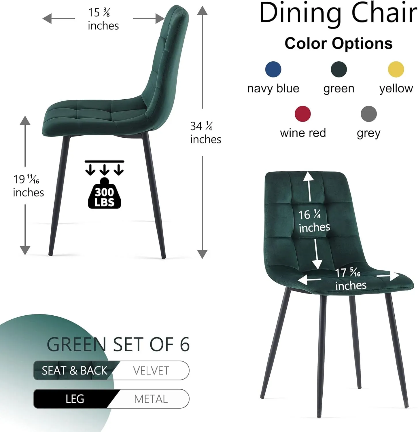 Comfortable Dining Room Chair Set of 6,Easy Assemble Living Room Chair Elegant Velvet Make Up Chair with Stable Metal Legs for Vanity,Dining Room