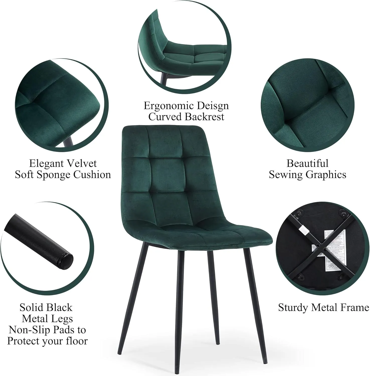 Comfortable Dining Room Chair Set of 6,Easy Assemble Living Room Chair Elegant Velvet Make Up Chair with Stable Metal Legs for Vanity,Dining Room