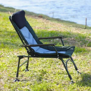 Comfortable Portable Folding Reclining Camping Chair, Adjustable Backrest for Indoor and Outdoor Use, Green, Black, and Grey