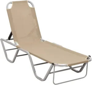 Comfortable Sun Lounger for Relaxation, Durable Aluminum Frame, Adjustable Positions, for Garden, Beach, or Camping, Cream and Silver