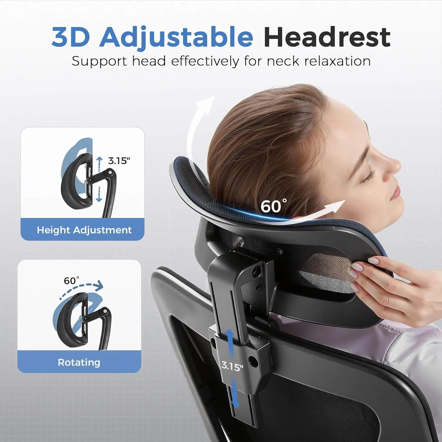 COMHOMA Office Chair Ergonomic Big and Tall Gaming Chair 350 LBS with 3D Adaptive Lumbar Support & Headrest, High Back Swivel Mesh Desk Chair Comfy for for Long Hours Work, ErgoFlex-P26, Black