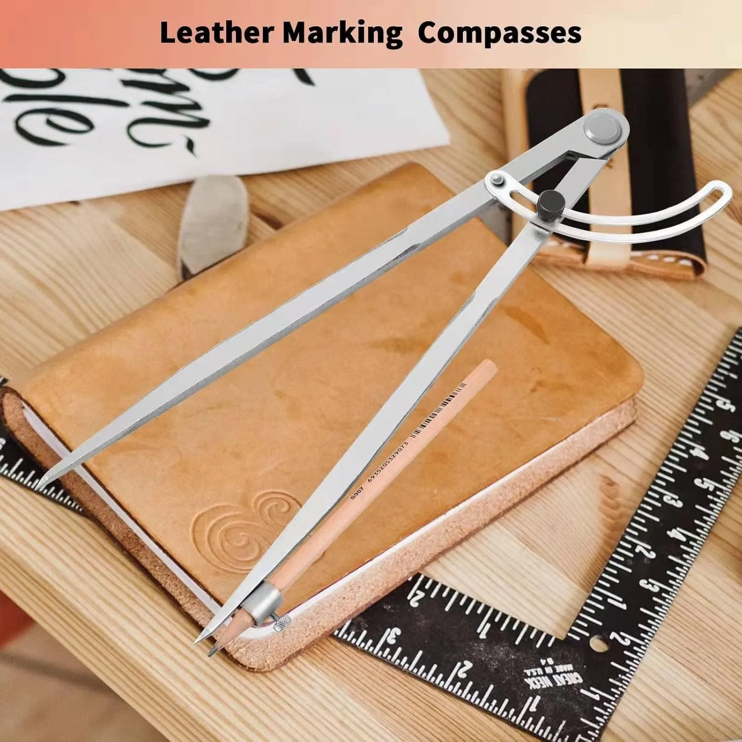 Compass for Geometry, 40 inch Compass for Woodworking, Precision Woodworking Compass with Wing Divider and Pencil Holder, Large Compass for Geometry, Drafting, Drawing Compass (40inch)