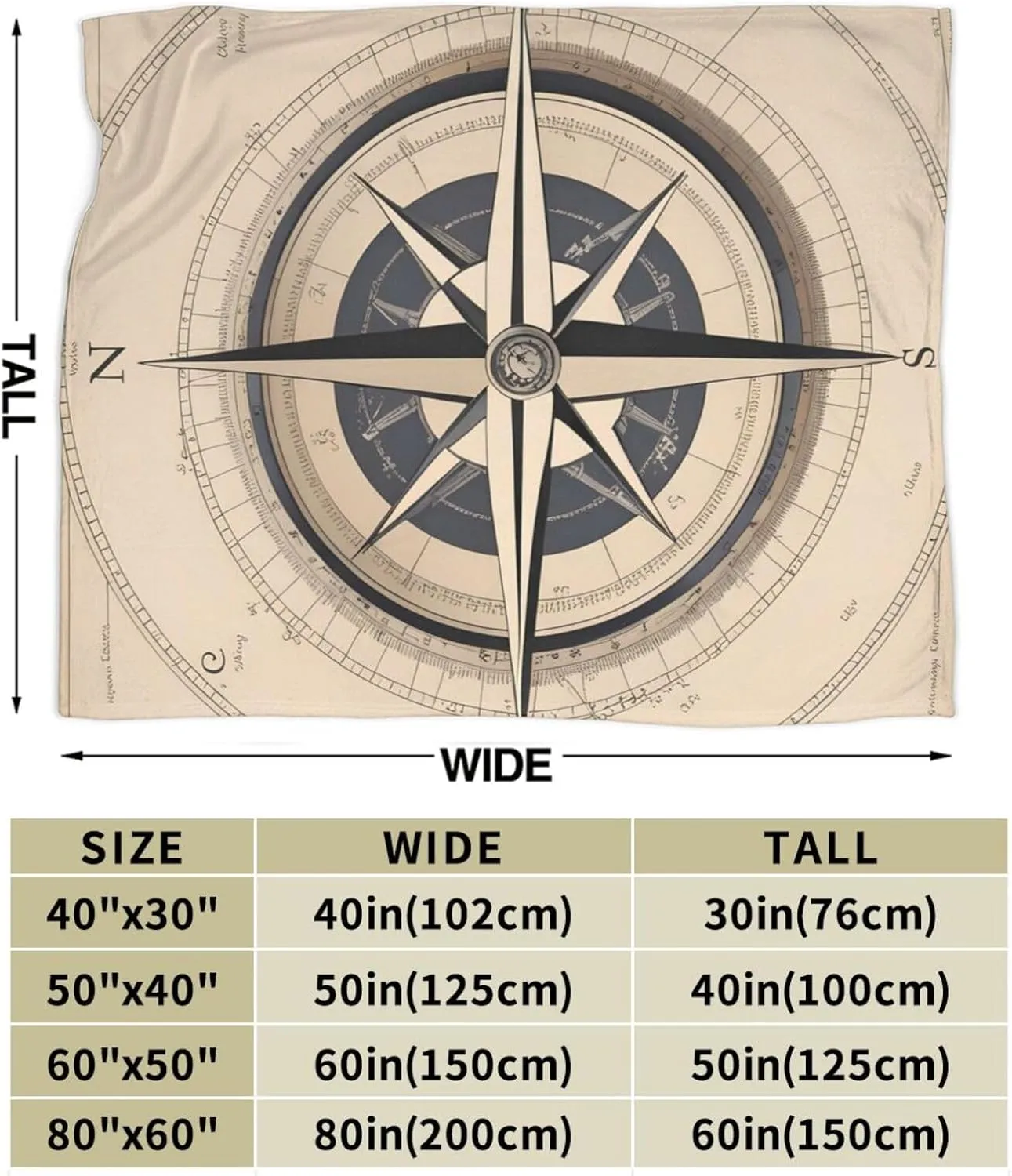 Compass Navigation Ultra-Soft Micro Fleece Blanket > Durable and Compactly Foldable. Super Soft 40"X30"