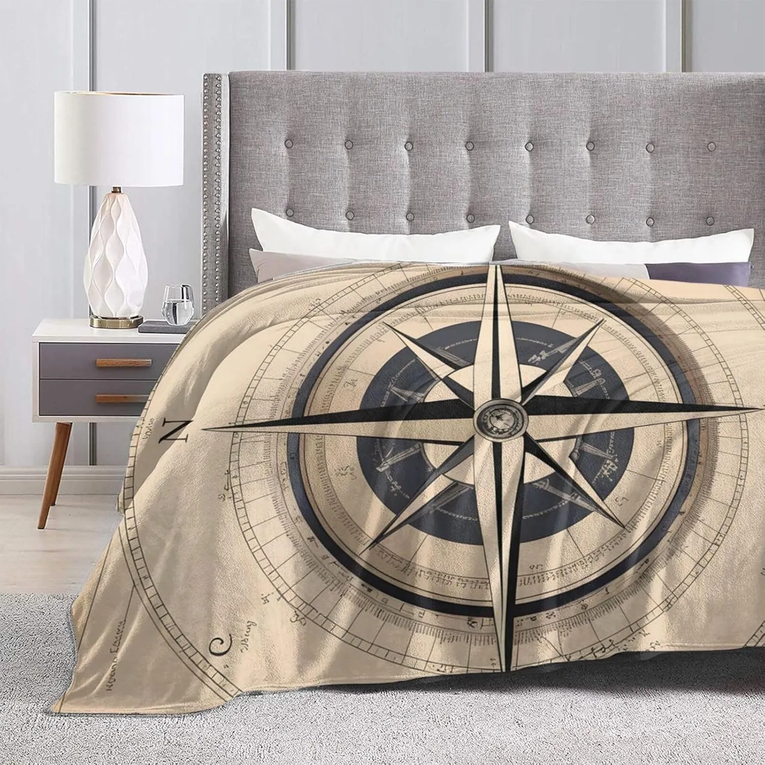 Compass Navigation Ultra-Soft Micro Fleece Blanket > Durable and Compactly Foldable. Super Soft 40"X30"
