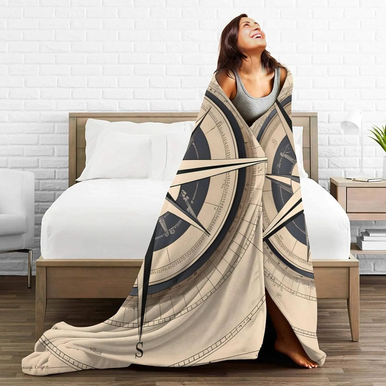 Compass Navigation Ultra-Soft Micro Fleece Blanket > Durable and Compactly Foldable. Super Soft 40"X30"