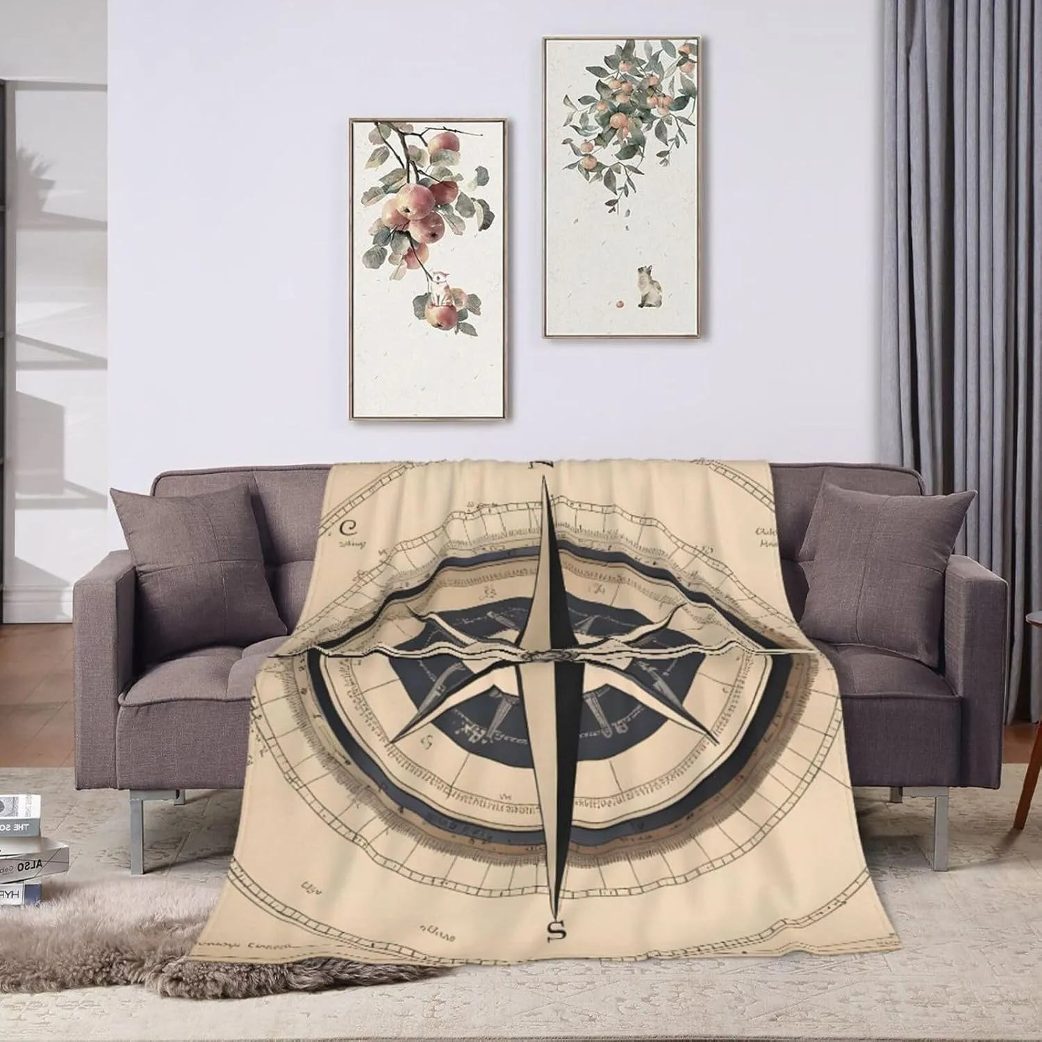 Compass Navigation Ultra-Soft Micro Fleece Blanket > Durable and Compactly Foldable. Super Soft 40"X30"