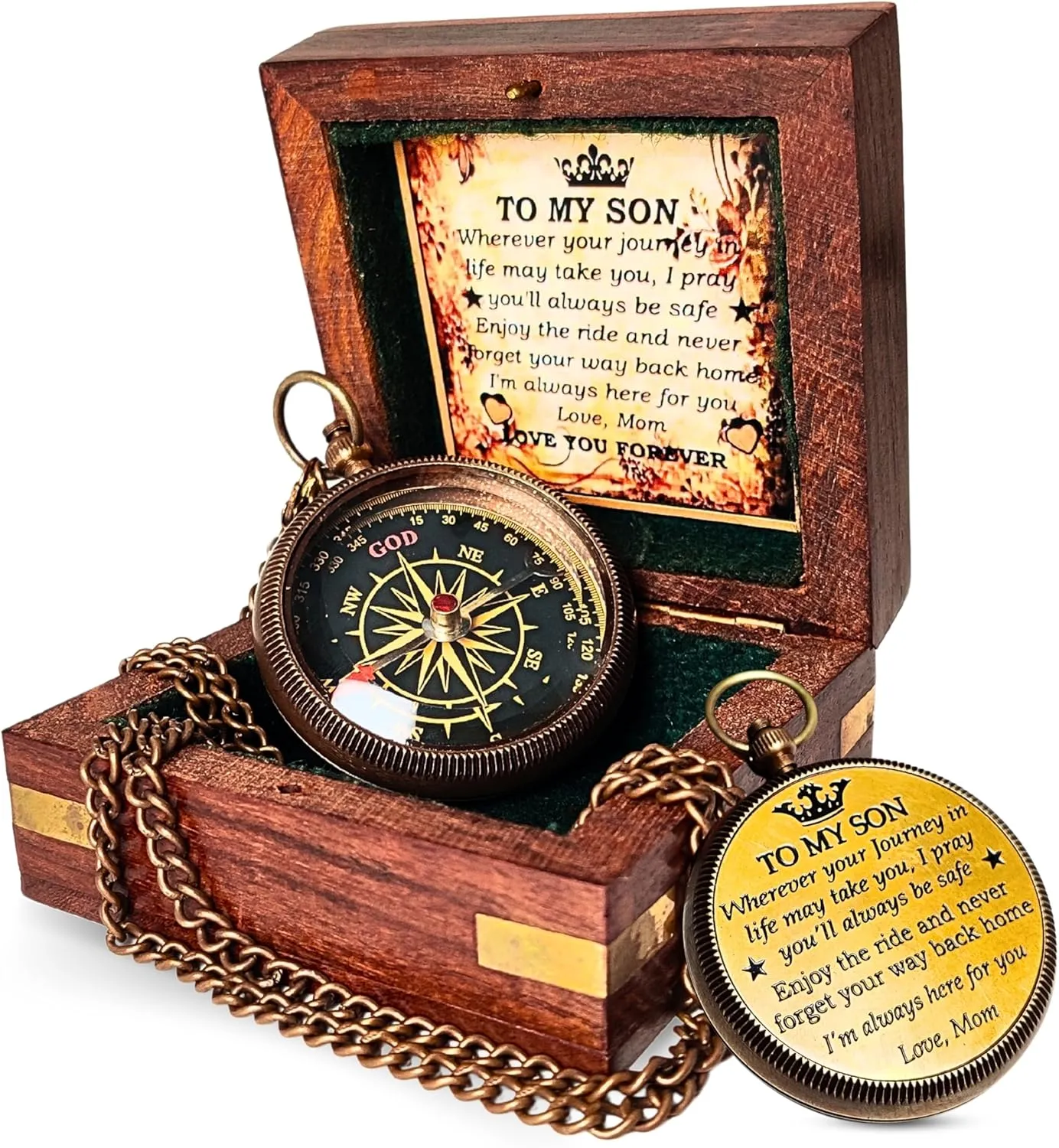 Compass with Wooden Box - Father to Son Gifts - Graduation Day Gifts