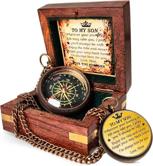 Compass with Wooden Box - Father to Son Gifts - Graduation Day Gifts