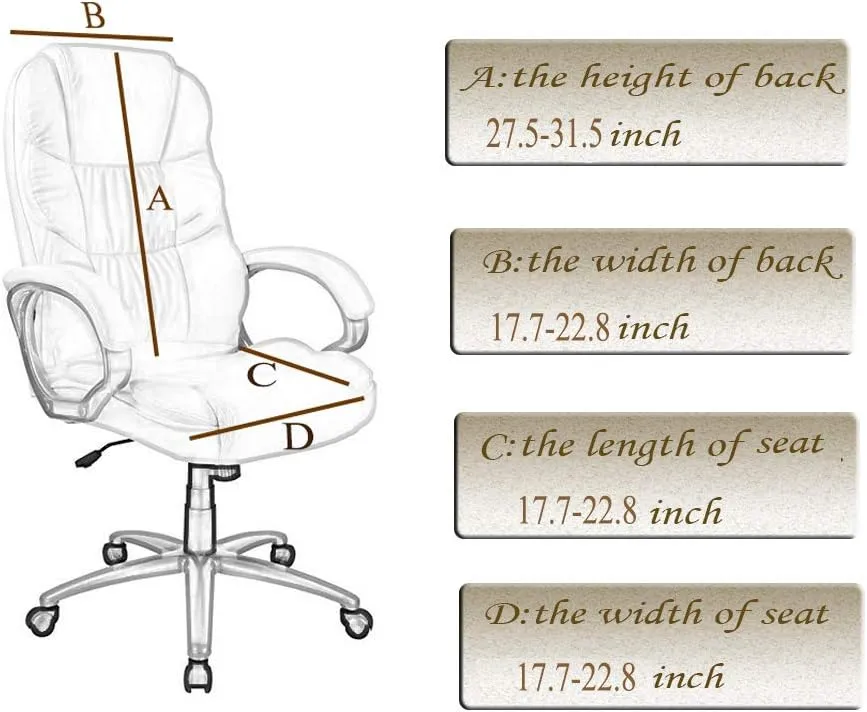 Computer Office High Back Large Chair Covers Stretchable Polyester Washable Rotating Chair Slipcovers,ONLY Chair Covers M009 (M009-26)