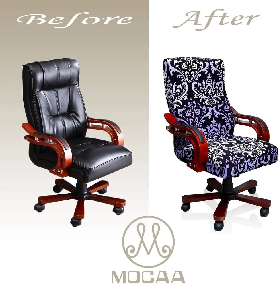 Computer Office High Back Large Chair Covers Stretchable Polyester Washable Rotating Chair Slipcovers,ONLY Chair Covers M009 (M009-26)