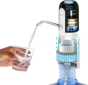 CoolWAY 2-5 Gallon Jug Electric Pump Water Dispenser with Replaceable Filters - Portable Water Filter for Camping, Outdoors, Home and Office, Emergency Storage Bucket Filtration System