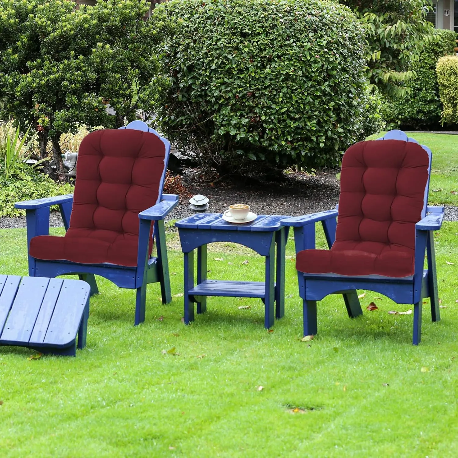 COOS BAY High Back Adirondack Chair Cushions for Outdoor Furniture, 49x20x5 in, Thick Tufted Patio Seat Pad, Set of 2, Red Purple