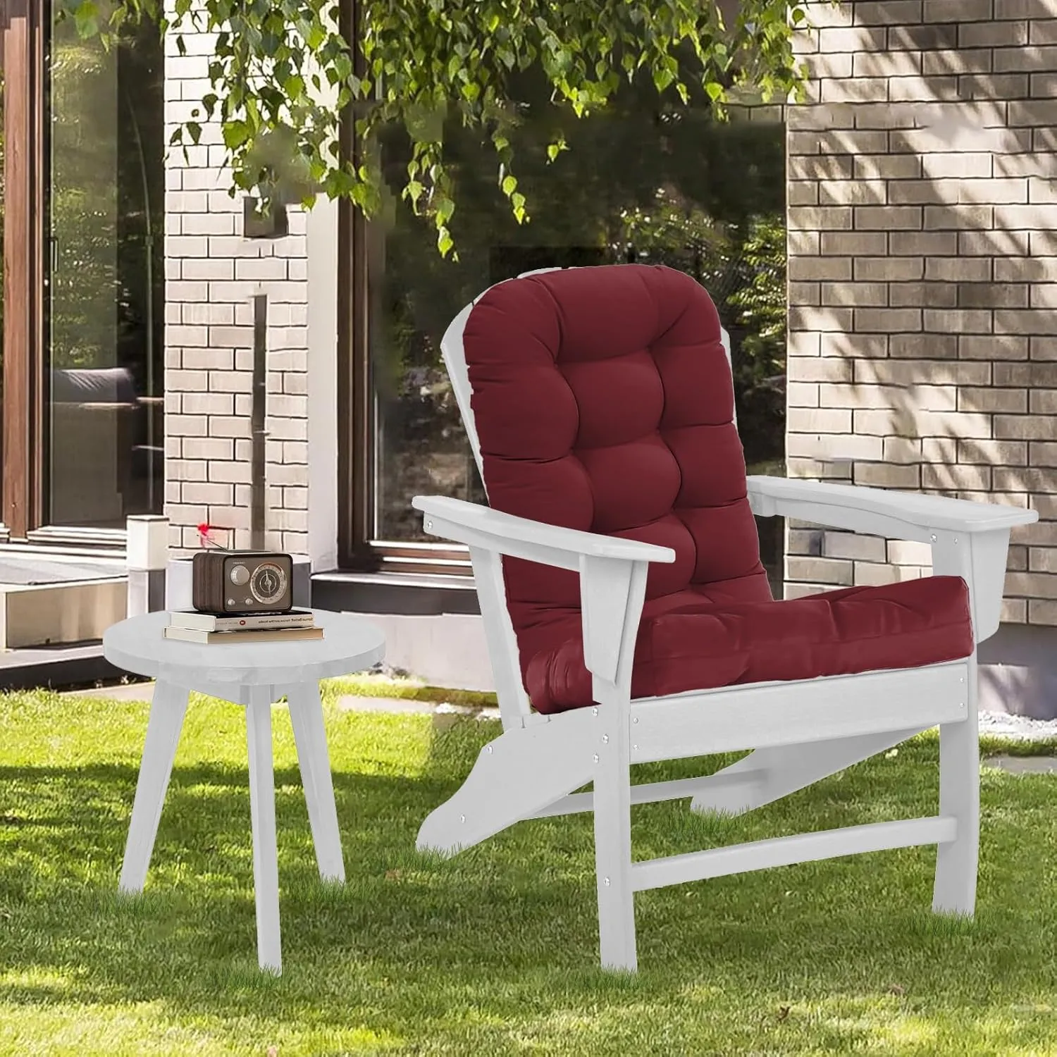 COOS BAY High Back Adirondack Chair Cushions for Outdoor Furniture, 49x20x5 in, Thick Tufted Patio Seat Pad, Set of 2, Red Purple