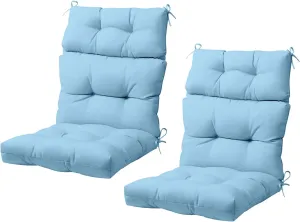 COOS BAY Outdoor/Indoor High Back Chair Cushions 46x22 Inch, Tufted Patio Seat Back Cushions, Replacement Seat Pads, 2 Count, Light Blue