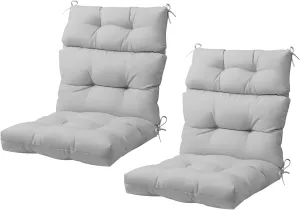 COOS BAY Outdoor/Indoor High Back Chair Cushions 46x22 Inch, Tufted Patio Seat Back Cushions, Replacement Seat Pads, 2 Count, Light Gray
