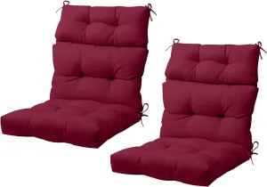 COOS BAY Outdoor/Indoor High Back Chair Cushions 46x22 Inch, Tufted Patio Seat Back Cushions, Replacement Seat Pads, 2 Count, Red Purple