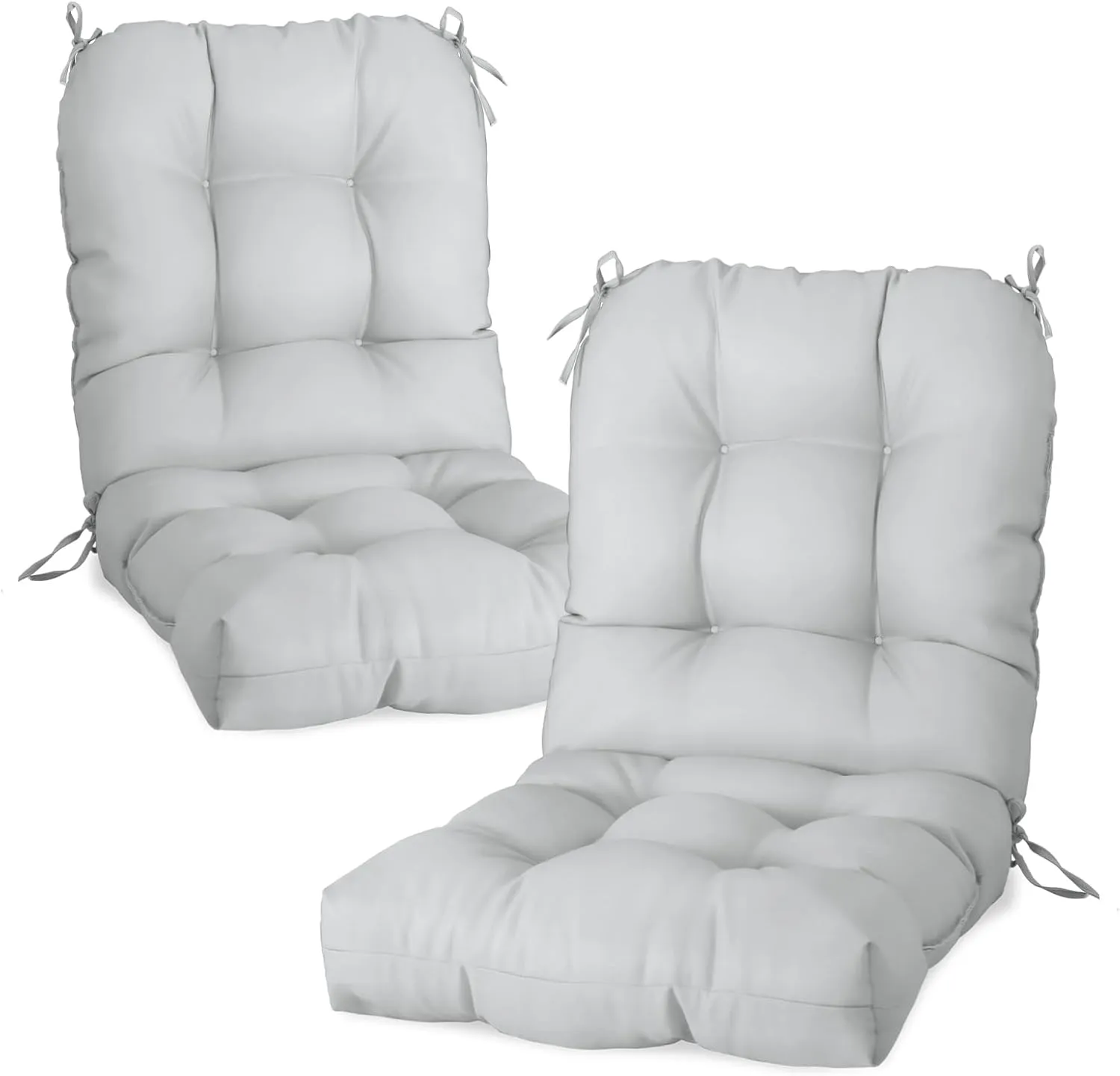 COOS BAY Tufted High Back Chair Cushions 42x21 Inch, Outdoor/Indoor Patio Chair Cushions for Patio Furniture, Water Resistant Rocker Seat Pads, 2 Count, Light Gray