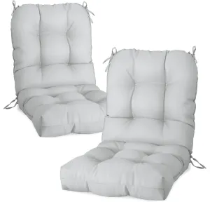 COOS BAY Tufted High Back Chair Cushions 42x21 Inch, Outdoor/Indoor Patio Chair Cushions for Patio Furniture, Water Resistant Rocker Seat Pads, 2 Count, Light Gray