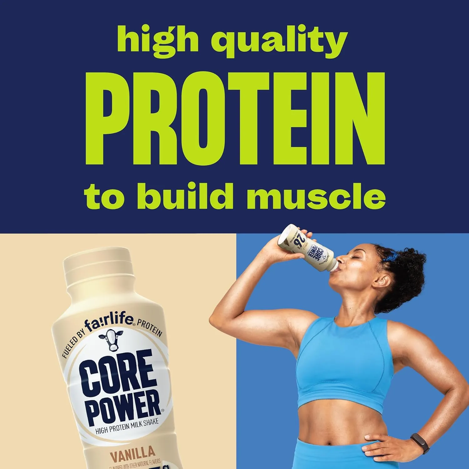 Core Power Protein Shake, Vanilla, 26g Bottle, 14oz, 12 Pack