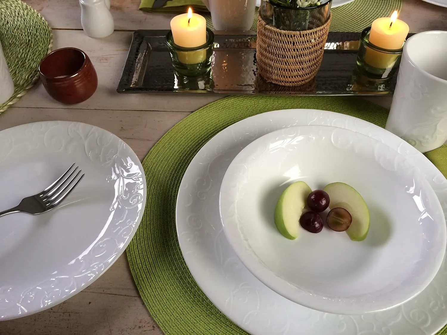 Corelle 12pc Bella Faenza Dinnerware Set for 4 - 3X More Durable Glass, Half Weight of Ceramic, up to 80% Recycled