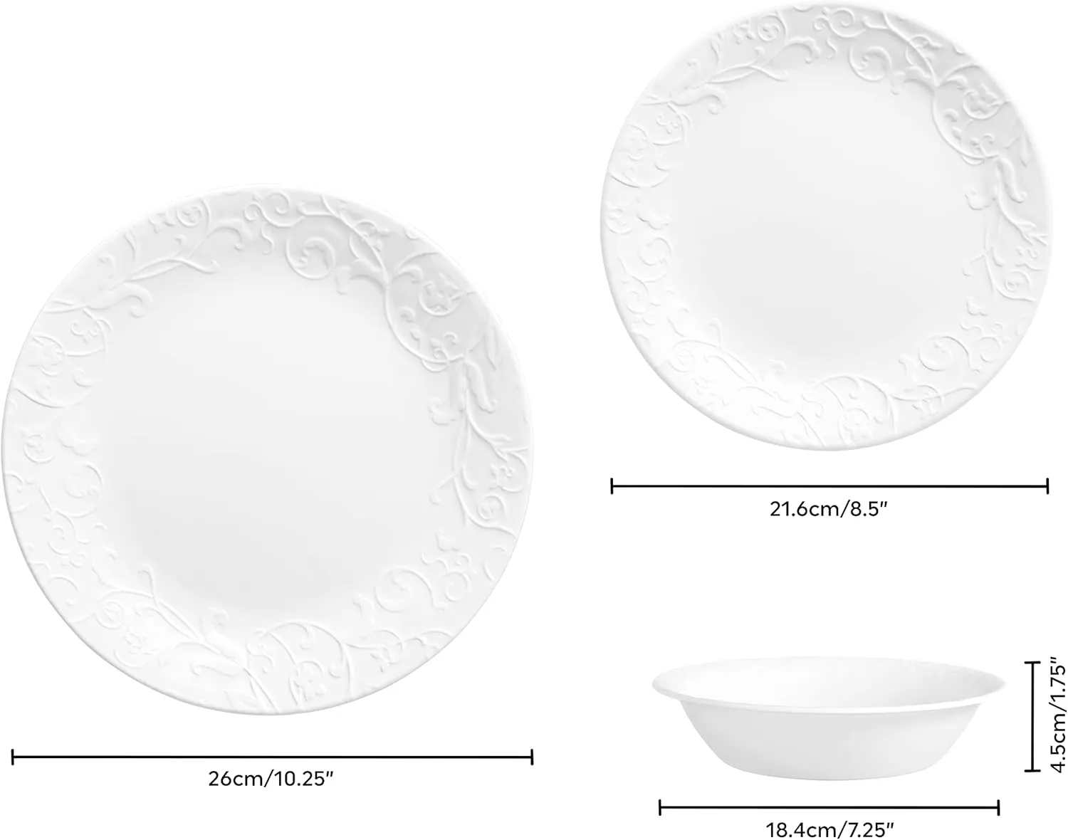 Corelle 12pc Bella Faenza Dinnerware Set for 4 - 3X More Durable Glass, Half Weight of Ceramic, up to 80% Recycled