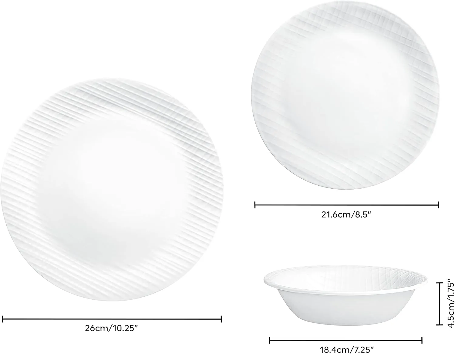 Corelle Dinnerware Set, 12-Piece, Linen Weave, Tempered Glass, Dinner Plates, Side Plates & Bowls, 3X More Durable, Half The Space & Weight of Ceramic, 1146908