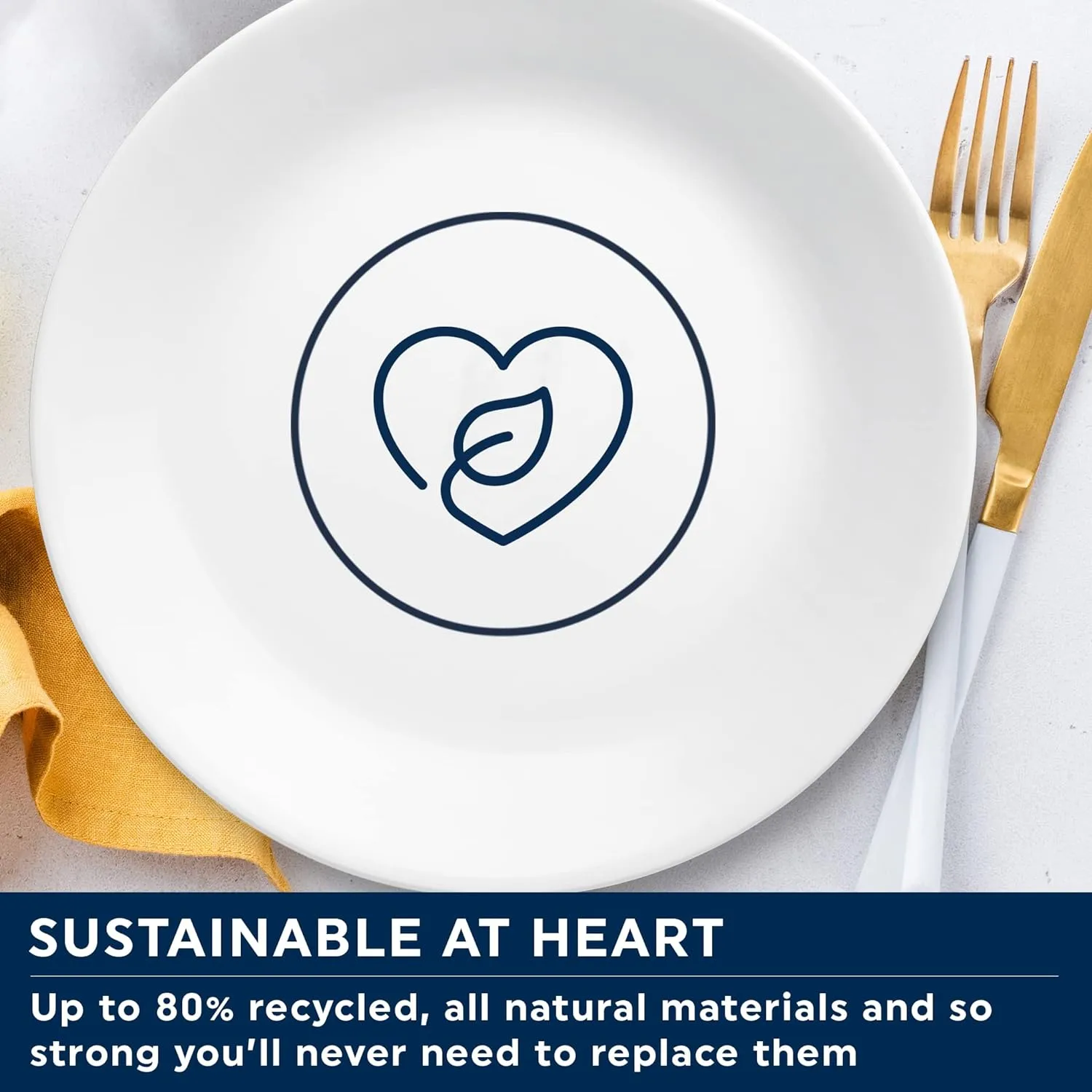 Corelle Dinnerware Set (4pc Set, Pure White)-Set for 4 | Includes 4 x Side Plates | 80% Recycled Glass | 3 X More Durable, Half the Space & Weight of Traditional Ceramic