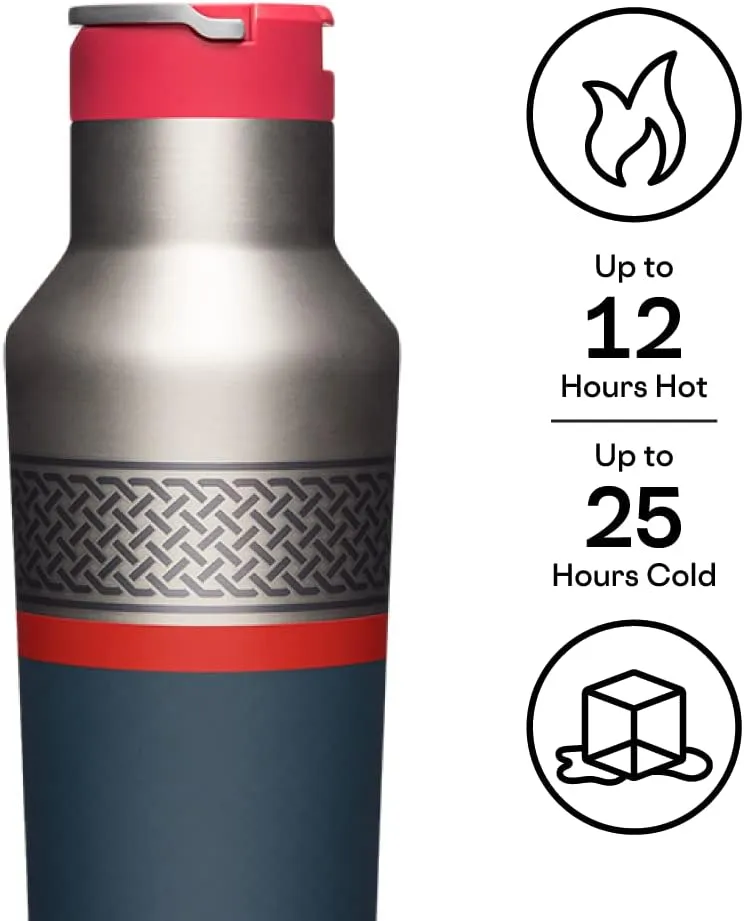 Corkcicle Marvel Thor, Insulated Canteen Travel Water Bottle, Triple Insulated Stainless Steel, Keeps Beverages Cold for 25 Hours or Warm for 12 Hours, BPA-Free, 20 oz