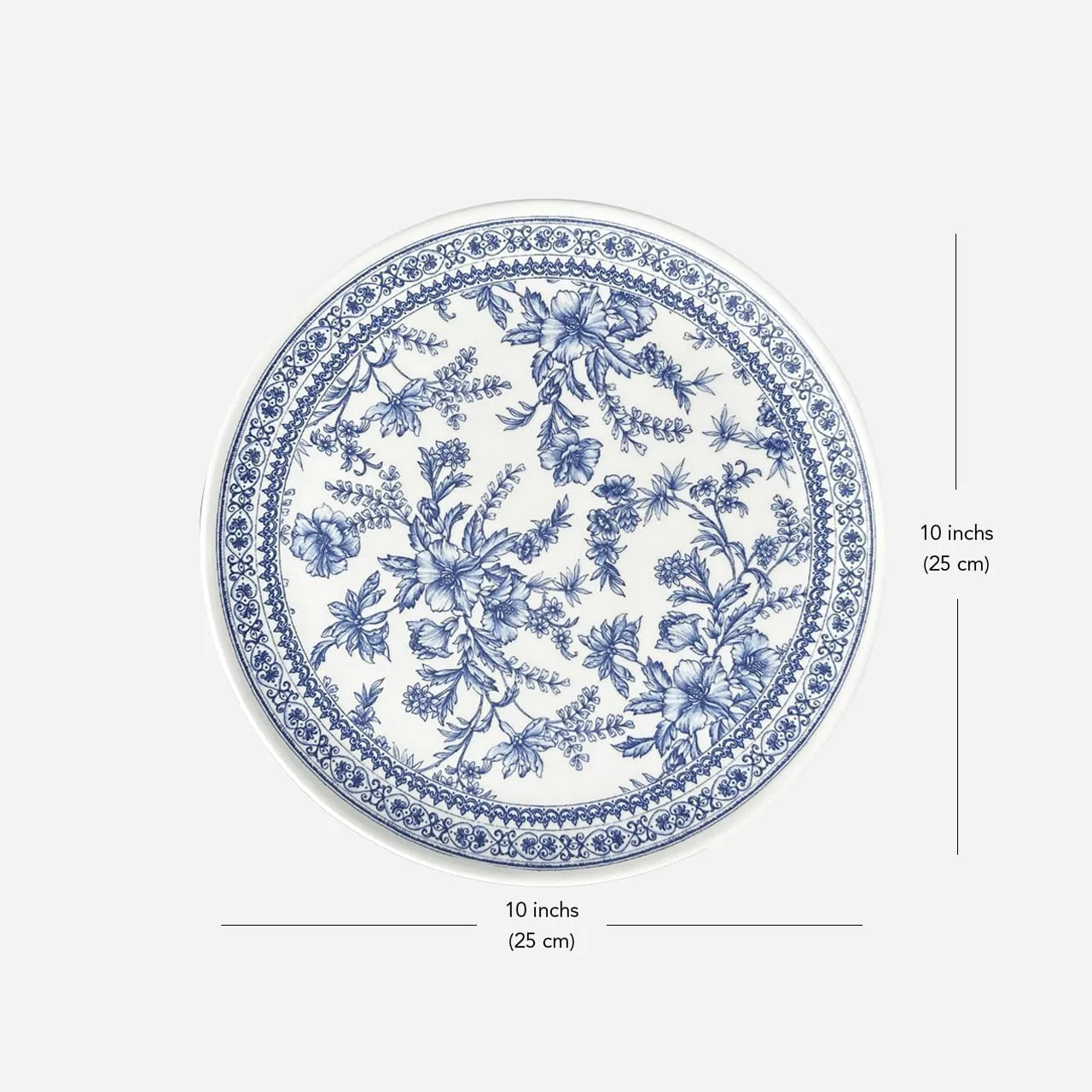 Coterie Bamboo Blue Toile Large Plates - 10” Reusable & Eco-Friendly Party Plates (4-Pack) | Sturdy, Elegant & Durable Bamboo Plates for Meals, Snacks & Desserts | Premium Tableware for Gatherings