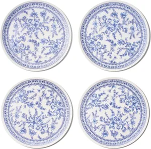 Coterie Bamboo Blue Toile Large Plates - 10” Reusable & Eco-Friendly Party Plates (4-Pack) | Sturdy, Elegant & Durable Bamboo Plates for Meals, Snacks & Desserts | Premium Tableware for Gatherings