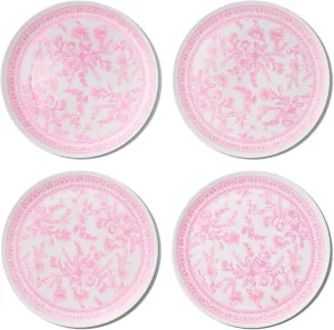 Coterie Bamboo Pink Toile Large Plates - 10" Reusable & Eco-Friendly (4-Pack) | Sturdy, Elegant & Durable for Meals, Snacks & Desserts | Premium Tableware for Gatherings