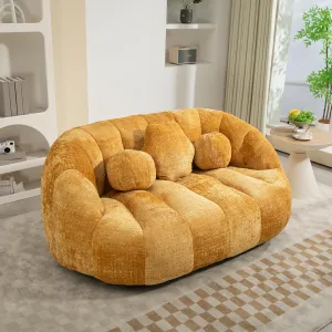Cozy Bean Bag Sofa for Ultimate Relaxation, Durable Comfort Lounger with High Back Design, Indoor & Outdoor Use, Yellow Chenille