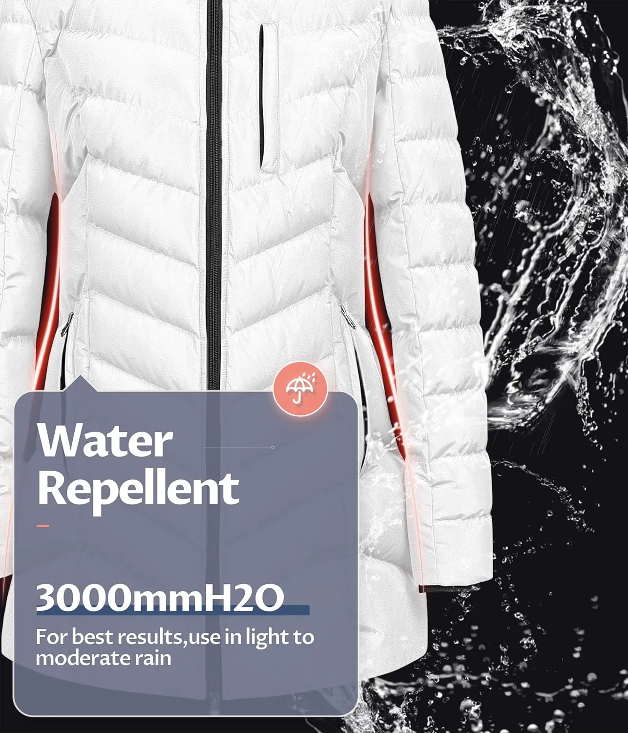 CREATMO US Women's Winter Hooded Coat Waterproof Warm Long Puffer Jacket Parka