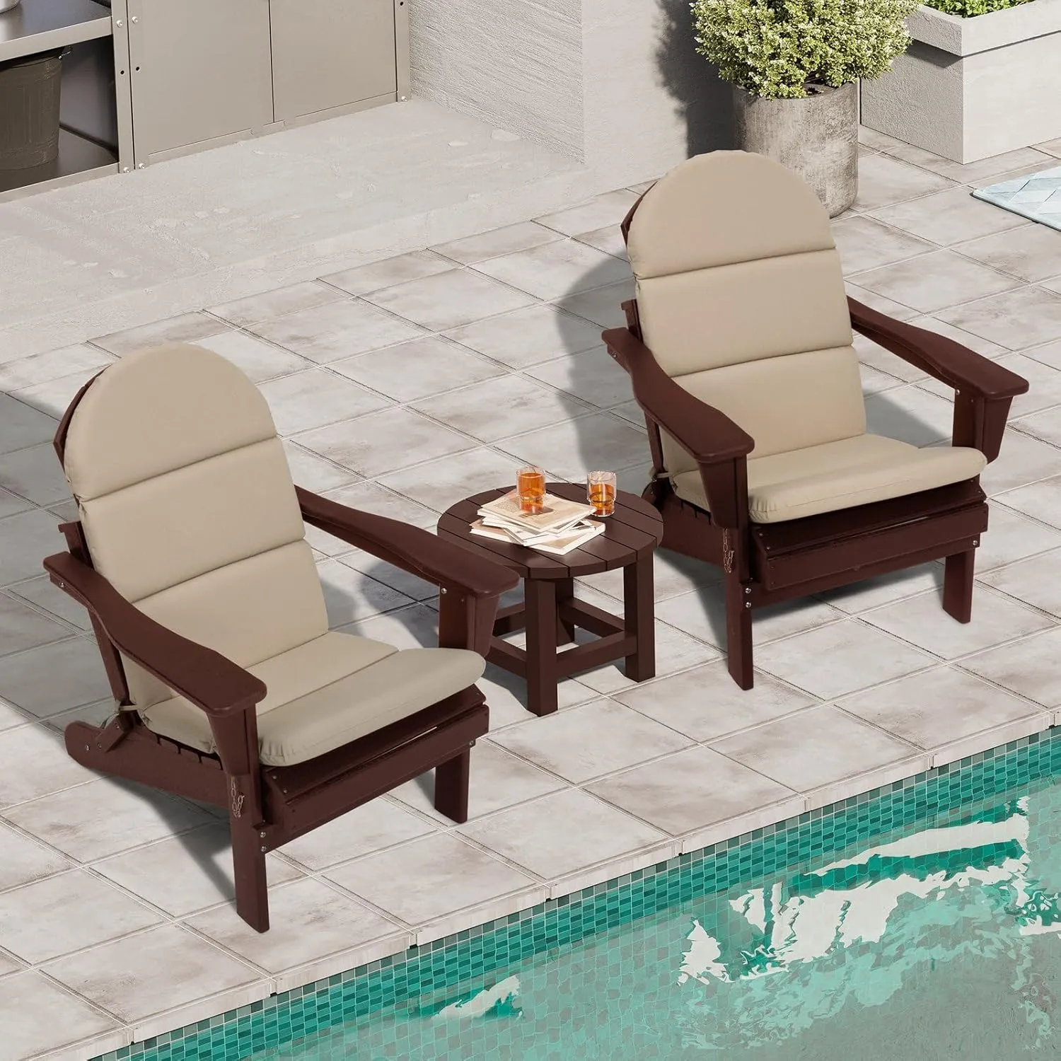 Crestlive Products Adirondack Chair Cushion, Outdoor Rocking Chair Cushion Waterproof Fade Resistant 50x19.6x2.3 Inch High Back Patio Replacement Cushion Beige