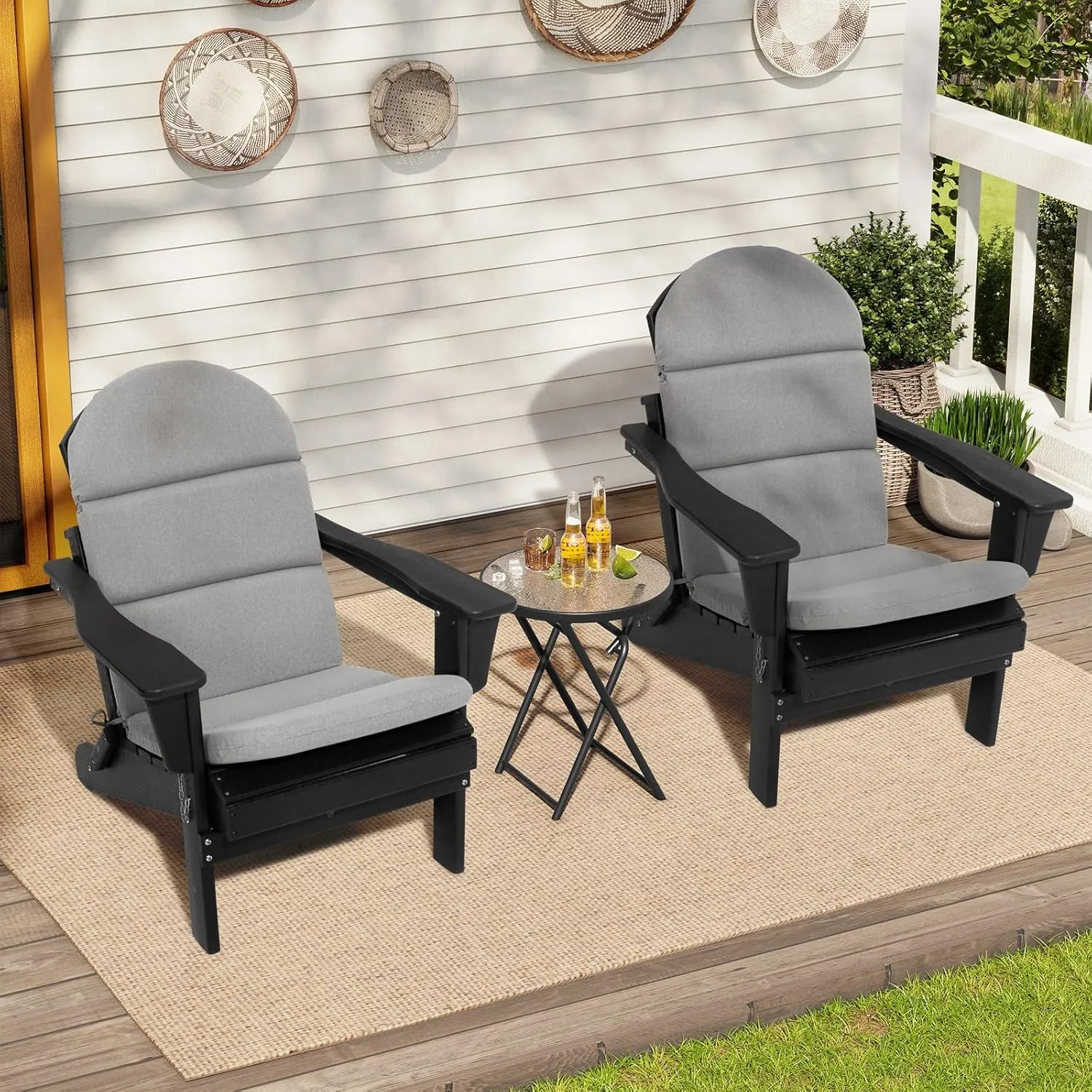 Crestlive Products Adirondack Chair Cushion, Outdoor Rocking Chair Cushion Waterproof Fade Resistant 50x19.6x2.3 Inch, High Back Patio Replacement Cushion Light Gray