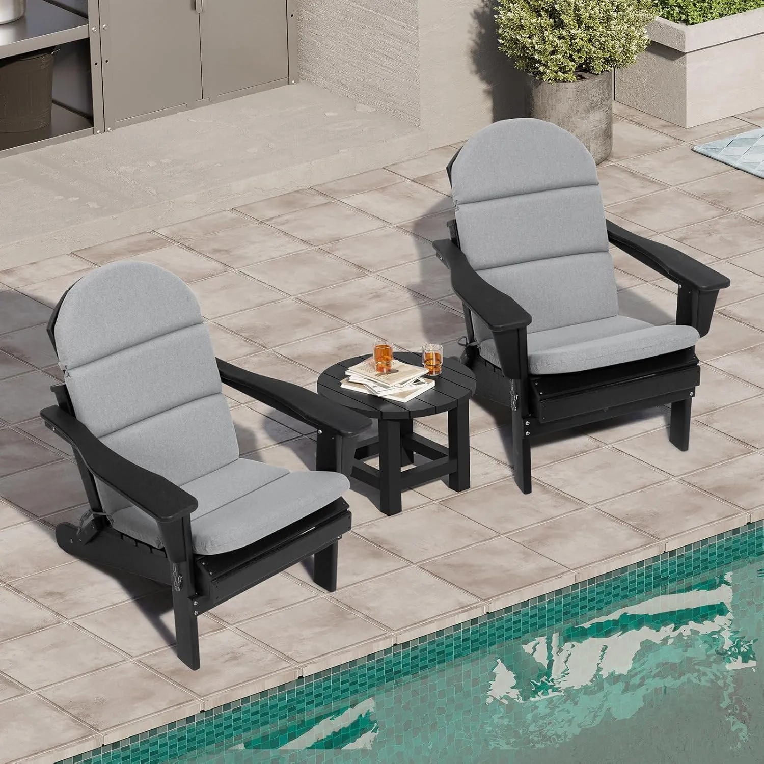 Crestlive Products Adirondack Chair Cushion, Outdoor Rocking Chair Cushion Waterproof Fade Resistant 50x19.6x2.3 Inch, High Back Patio Replacement Cushion Light Gray